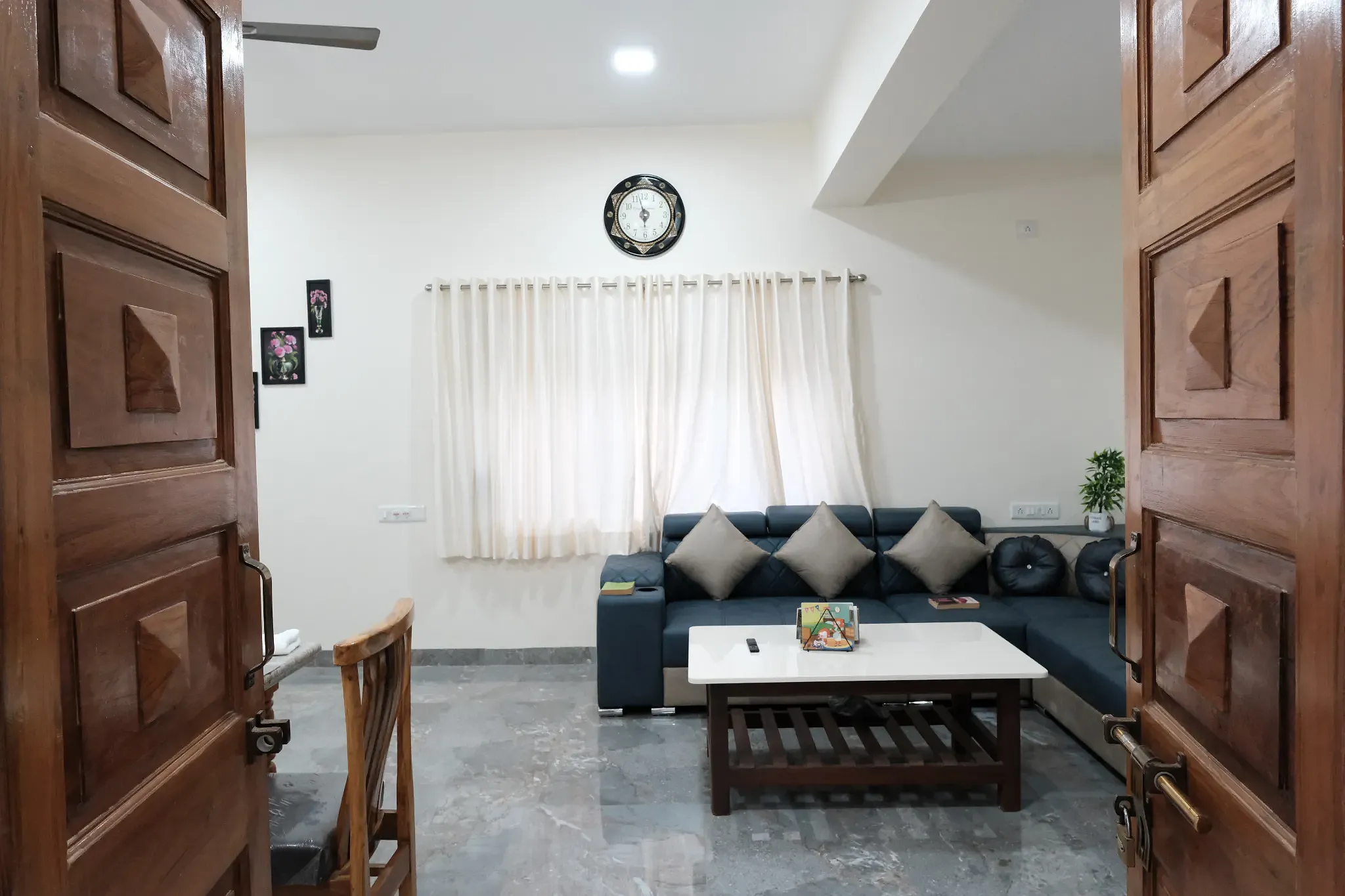 Living room entrance of Kihim Corner Villa, 4 BHK beach villa in Alibaug